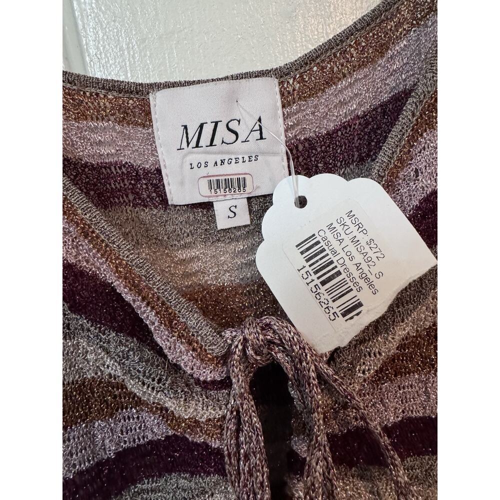 NWT Misa Stripe Metallic Front Slit Maxi Dress Size S - Picture 8 of 10